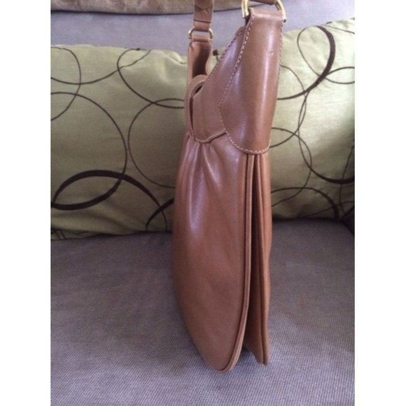 Gucci Vintage Top Handle Satchel Camel Leather Accordion Bottom - Picture 9 of 10